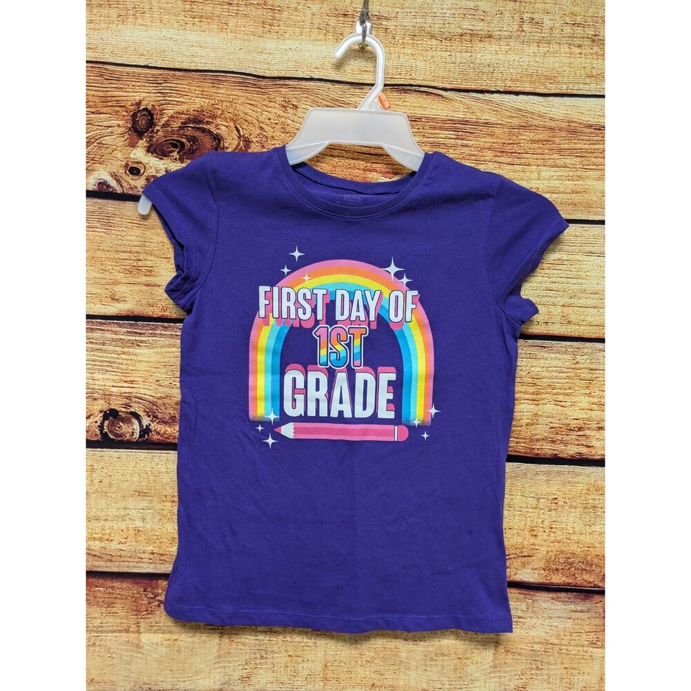 First Day of First Grade NEW purple rainbow school short sleeve shirt